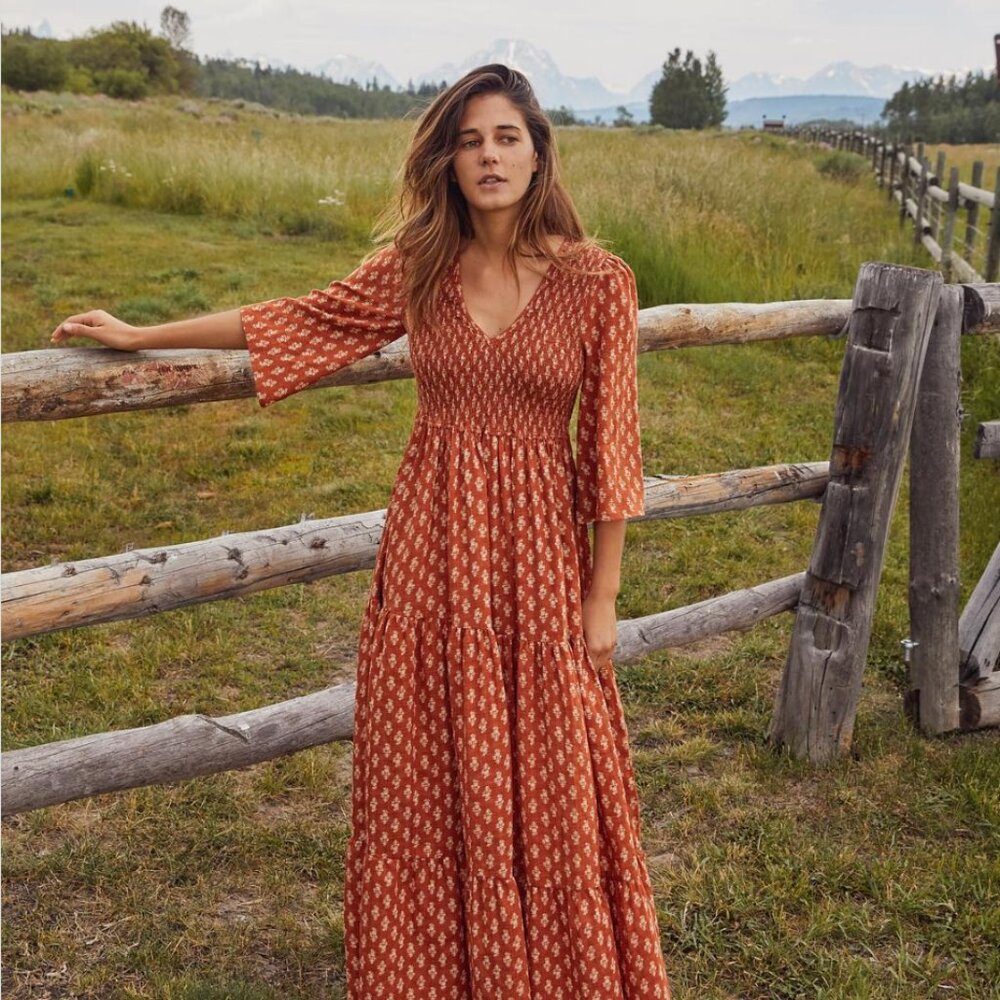 Christy Dawn Rust Floral Maxi Dress